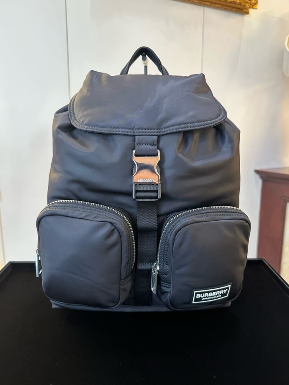 Burberry Navy Blue Nylon Backpack with Front Pockets - Picture 3 of 7